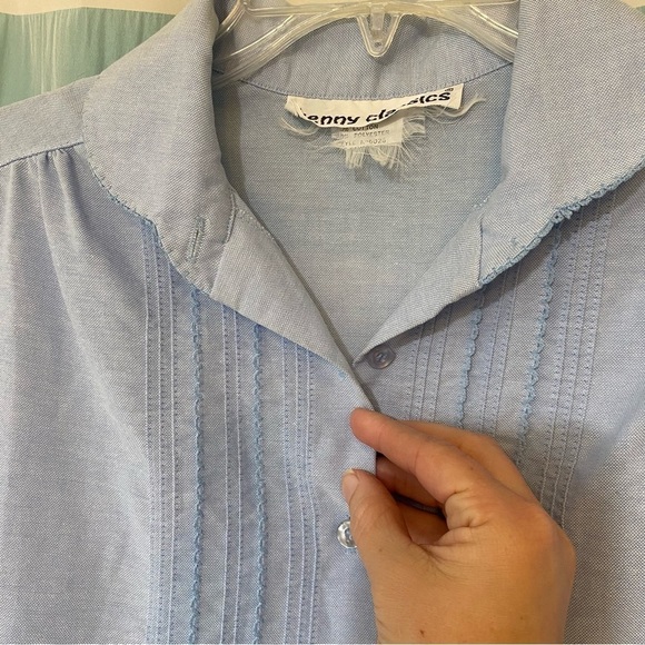 Vintage Kenny Classics Soft Blue Button Down Dress Sz Large - Picture 6 of 9